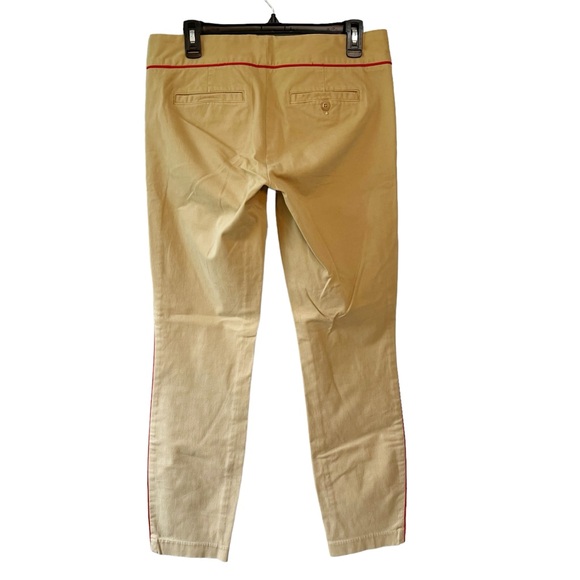 J. Crew Andie Cropped Chino Pants with Red Piping Tan 6 Tall - Picture 2 of 7